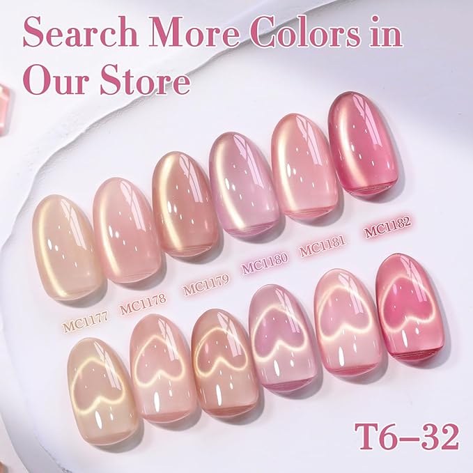 Double Rhythm 0.5 Oz Cat Eye Gel Polish with Magnet Same Color Same Bottle Holographic Glitter Shimmer Translucent Color Salon 15 ML Magnetic Nail Art (Glass Plum-MC1180)