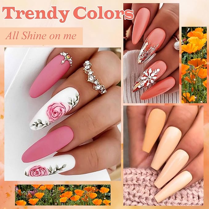 MEET ACROSS 12pcs Gel Nail Polish Set,Soak Off UV LED Lamp Gel Nail Polish Kit,Fashion Shimmer Nail Art Design Gifts for Women Manicure Salon (Milky tea)