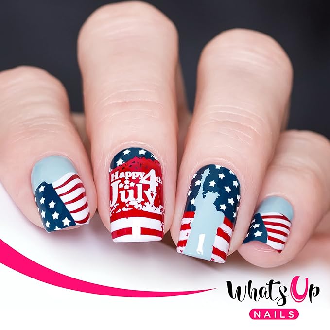 Whats Up Nails - America USA Stamping Plates 2 Pack (B043, B066) for Nail Art Design
