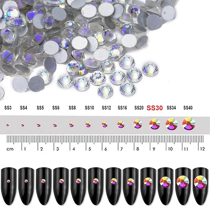 Dowarm 288 Pieces SS30 Flatback Crystal Rhinestones, 6.5MM Flatback Nail Crystals for Craft, Dance Costumes, Non Hotfix Rhinestones (SS30 / 6.5MM, Blue Moonlight)