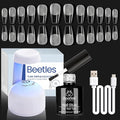 Beetles Gel Nail Kit Etch-X, Medium Coffin, 504pcs, with 5 in 1 Nail Glue Base Gel and Innovative Led Lamp Diy Art at Home Nail Kit Easy Nail Extension Set
