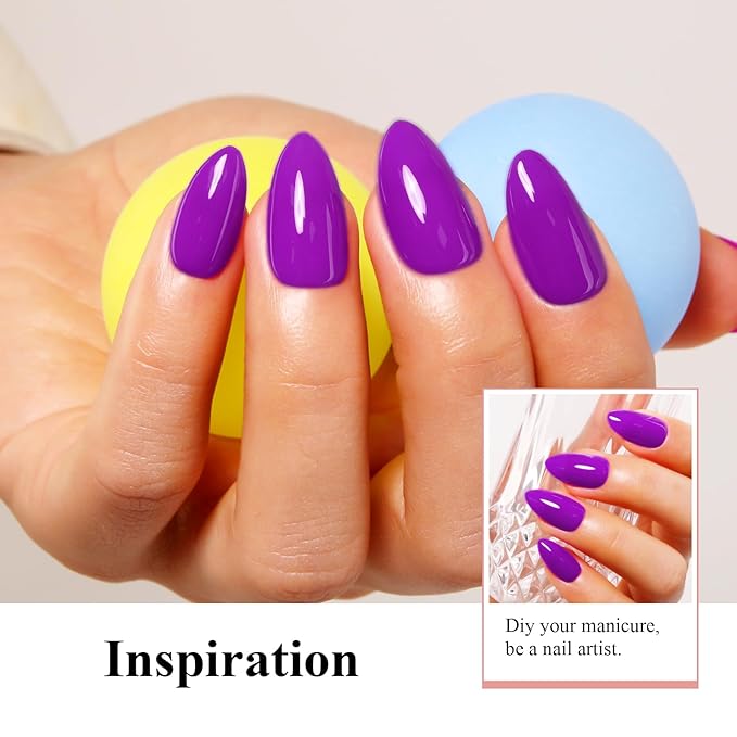 Imtiti Neon Gel Nail Polish, 0.5 Fl Oz Neon Purple LED U V Gel Polish DIY Nail Art Starter Kit for Women Girls