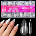 AddFavor 600pcs Almond Nail Tips Medium Fake Nails - Soft Gel Nail Tips Almond Shape Clear Acrylic Nails Tips for Nail Extensions, 12 Sizes Gel Nails Press ons Manicure Salon Home DIY