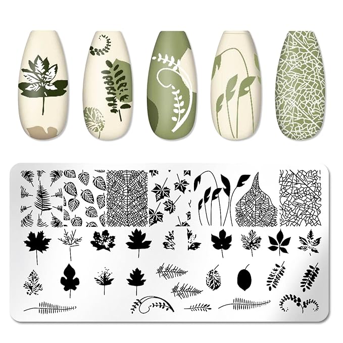 JERCLITY 6pcs Nail Stamping Plate Nature Pattern Bowknot Love Heart Leaf Image Pattern Nail Art Stamping Kit for Nails