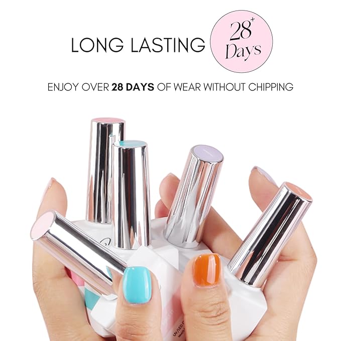 vettsy HEMA-Free Nude & Pink Gel Nail Polish Kit - 6 Elegant Long-Lasting Soak-Off UV/LED Gel Polishes - Vegan & Cruelty-Free for Healthy, Chip-Resistant Nails
