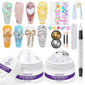 MIZHSE Solid Builder Gel for Nails, Non-Sticky Clear White 3D Nail Art, Sculpting Building Hard Gel with Silicone Flower Mold for Carving Patterns Decoration Nail Art Manicure Home DIY