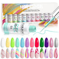 RARJSM Gel Liner Nail Art, Cotton Candy Collection Painting Gelpolish Set Wire Painting Drawing Gel for Nailart Design White Yellow Blue Purple Red Colors