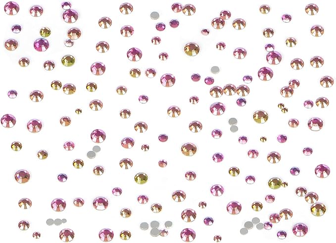 7200PCS Art Nail Rhinestones Non Hotfix Non-Magnetic Glue Fix Round Crystals Glass Flatback for DIY Jewelry Making with one Picking Pen (6-Sizes 7200PCS, Golden Rose)