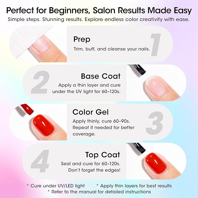 GELLEN 24pcs Gel Polish Set, 20 Colors UV Gel Nail Polish Red Blue Green Hema TMPTA TPO 3-free with Base Coat and Glossy Matte Cateye Top Coat, All Seasons NailGel for Christmas Gift Women Girls
