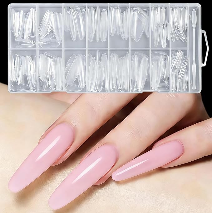 Sandwich Dual Nail Form 16 SIZE 256PCS,METOOLS 2026 DIY New Acrylic Polygel, quick building & Straight Built-in Apex Dual Forms Molds Reusable Polygel Tips for Nail Extension (ALMOND)