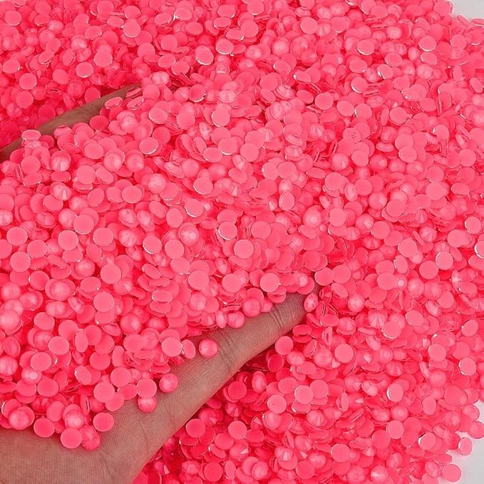 Blinginbox Flatback Rhinestones Round Gems, 1440pcs Luminous Series Glass Stones Neon Gems Non Hotfix Crystal Rhinestones for Nail Charms Crafts Clothes Tumblers,Watermelon Neon,SS20.