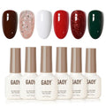 GAOY Christmas Red Gel Nail Polish Set, 6 Colors Glitter Burgundy Red Green Sparkle Gold, UV Light Cure Gel Polish for Nail Art DIY at Home