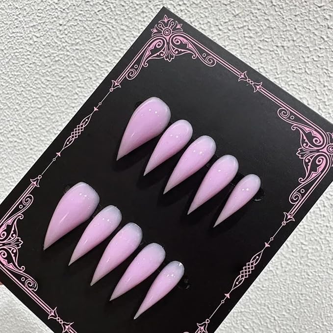 Halloween Press Claw on Nails Long Short Medium Curved Stiletto Handmade Gothic Design Horror Vampire False Nails Dragon Cat Claw Press on Nails Glossy Glue on Nail Thick Acrylic False Nails