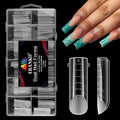 EBANKU 120Pcs Matte Dual Nail Forms, Poly Gel Nail Molds Square Clear Full Cover Coffin Nail Tips Extension Forms 12 Sizes for Gel Manicure Nail Art Design Salon&DIY