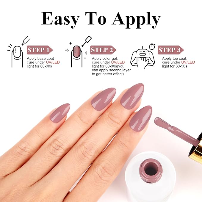Imtiti Gel Nail Polish, 0.5 Fl Oz Clay Brown Soak Off LED UV Polish for Autumn Winter DIY Nail Art Manicure Salon Kit for Women Girls