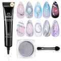 Beetles 3D Gel Nail Art, Sculpting Gel 3 in 1 Clear No Wipe Nail Polish Rhinestone Art Glue Gel for Drawing, Molding, Gems and Decoration with Silver Chrome Nail Powder for DIY Nail Designs, 15g