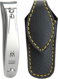 GERMANIKURE Professional Large Nail Clipper (8 cm) - FINOX Surgical Stainless Steel Manicure and Pedicure Tools in Leather Case- Ethically Made in Solingen Germany - 4712 - Travel Size Nail Care