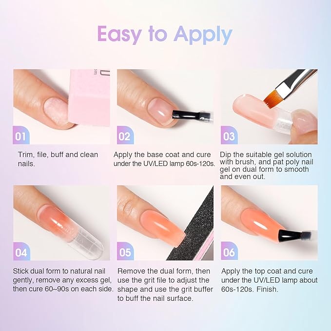 ROSALIND 38 Colors Poly Nail Gel Kit with Mini Nail Lamp Clear Neon Poly Nail Gel Starter Kit for Beginners Halloween All Seasons Classic Colors with Everything
