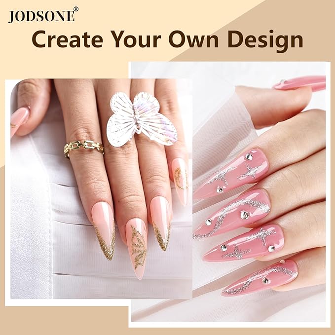 JODSONE 2Pcs Swirl Nail Art Liner Gel Polish,10ml Classic Color 3D Nail Art Pens Effect Nail Print Design with Thin Brush for French Tips Manicure Painting DIY at Home,Glitter Gold & Silver