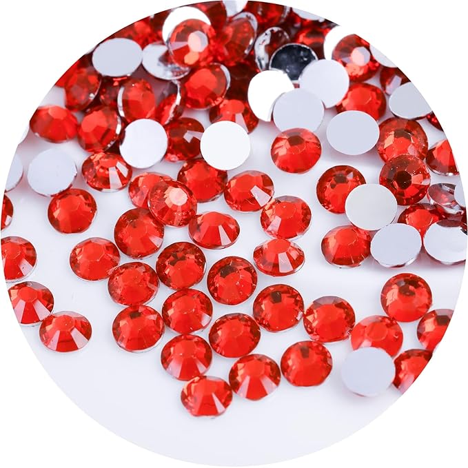 4500 Pcs SS12 3mm Flatback Rhinestones for Nails Art Crafts Glitter Round Gems Crystals DIY Clothes Shoes（Light Red)
