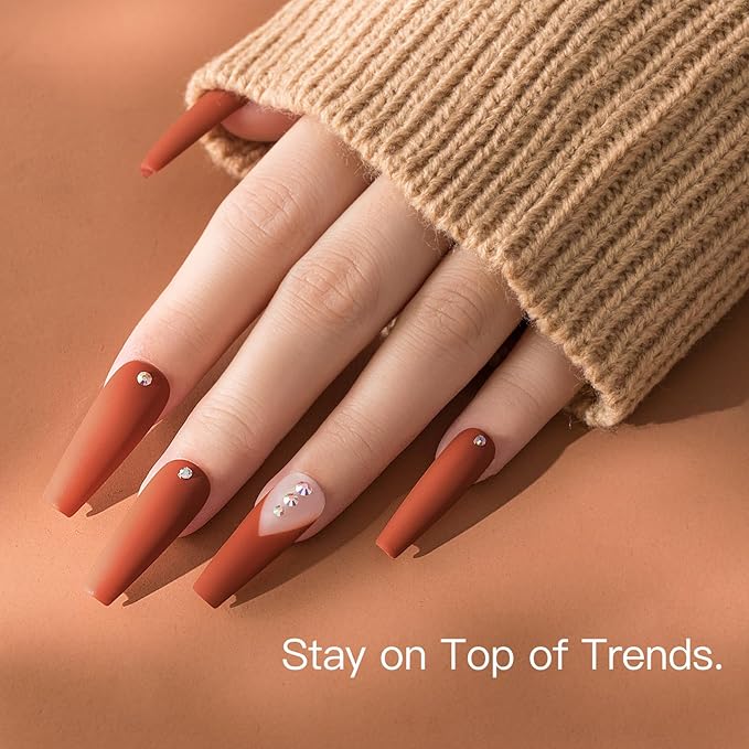 beetles Gel Polish Set - Burnt Orange Gel Polish Autumn Leaves Collection, Brown Burgundy Glitter Black Colors Nail Art Soak Off Uv LED Nail Kit Minicure DIY Home Gifts for Women