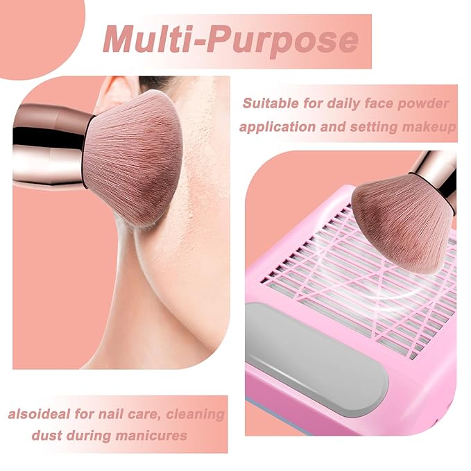 Nail Art Dust Powder Remover Brush Soft Nail Dust Cleaner Brush Makeup Manicure Brushes for Acrylic Nail Art Clean Up Tools 2 Pack