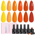 beetles Orange Gel Polish Set - 6 Colors Bright Yellow Coral Peach Orange Gel Nail Polish Set Twilight Warmth Collection Uv Gel Nail Art Manicure Gift for Women
