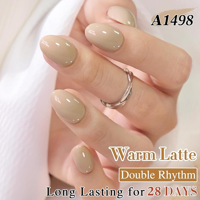 Double Rhythm 0.5 Oz Gel Nail Polish Neutral Natural Same Color Same Bottle Translucent Light Milky Pastel 15ML Manicure French Design Art DIY at Home (Cream Nude-A1498)