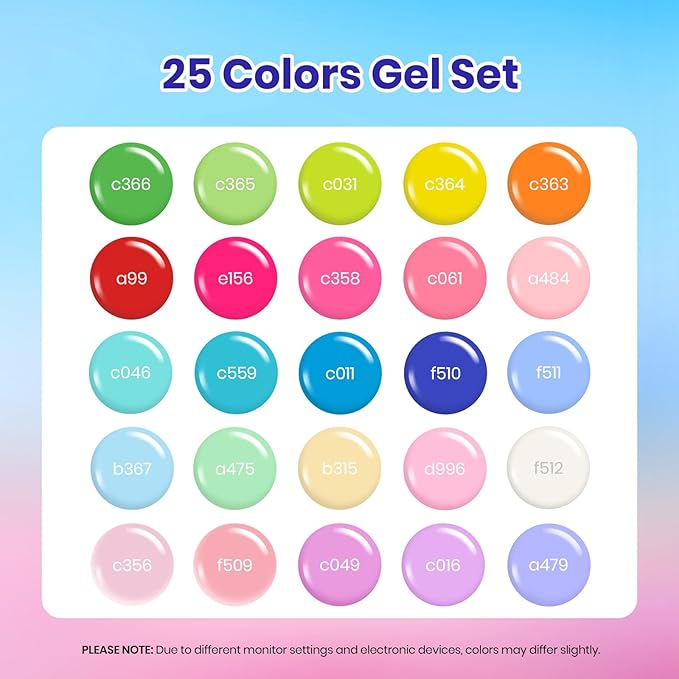 Beetles Pastel Gel Polish Set - Rustic Sonata 25 Easter Colors Yellow Orange Gel Polish with Base Coat Glossy & Matte Top Coat White Blue Pink DIY Salon Soak Off UV Led Nails Gifts for Women