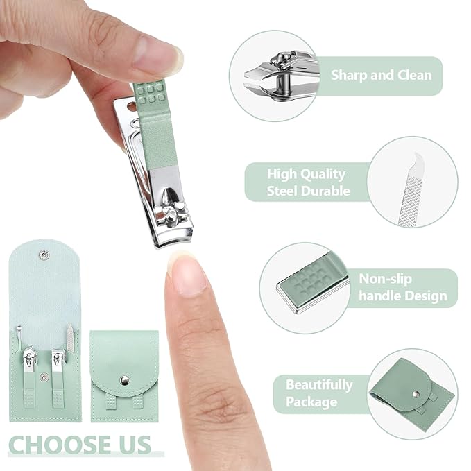 Geosar 12 Sets Manicure Set Bulk Nail Clippers Pedicure Kit Stainless Steel Professional Pedicure Grooming Kits Nail Care Tools with Travel Case for Men Women Hands Foot(Multi Colors)