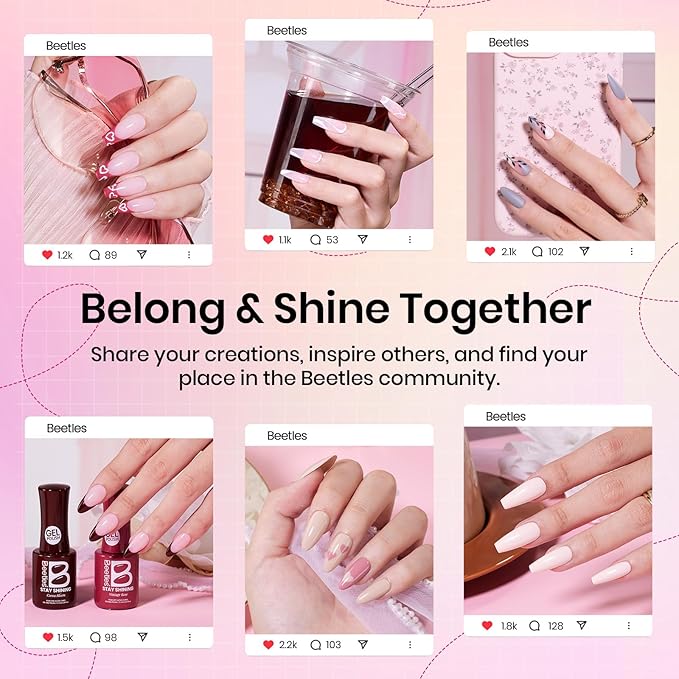 Beetles Stay Shining 23 Pcs Gel Nail Polish Kit with UV Light,, 12 Color Nail Manicure Studio Kit Cozy Elegance and Base Gel Glossy &Matte Top Coat Cuticle Oil & Nails Tools, DIY Salon-Quality at Home