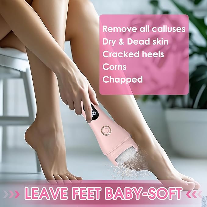Electric Foot File Callus Remover for Feet - 9pcs Larger Grinding Head&3Speed, Pedicure Kit Foot Scrubber Deadskin Callus Remover, Foot Care Kit Pedicure Tools for Dead Skin Callus Hardskin Dry Cracks