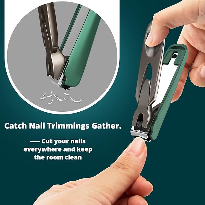 Nail Clippers Set-3 Pack,Fingernail Clippers& Toenail Clipper for Men,Wowen,Nail Clippers with Catcher,Nail Cutter for Thick Toe Nails,Stainless Steel Ultra Sharp Sturdy