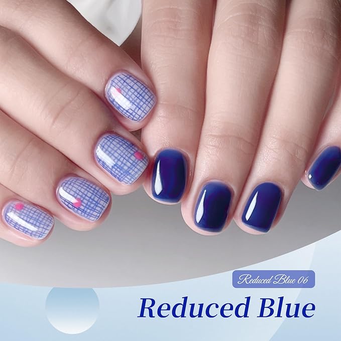 Born Pretty Blue Gel Nail Polish Series,Jelly Transparent,Cat Magnetic Eye,Shimmer Glitter Holographic Blue Gel Polish Kit for Salon Manicure and Nail Art DIY at Home