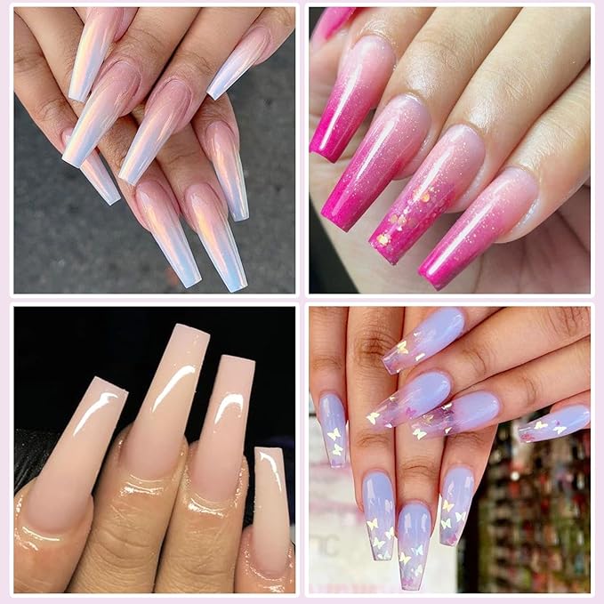 Dual Forms For Polygel,100pcs Ballerina Nail Forms For Builder Gel 10 Sizes Poly Gel Nail Tips Acrylic Extension Nail Mold Set With Brush/Clip/File/Crystal Cup,Manicure Kit For Beginner