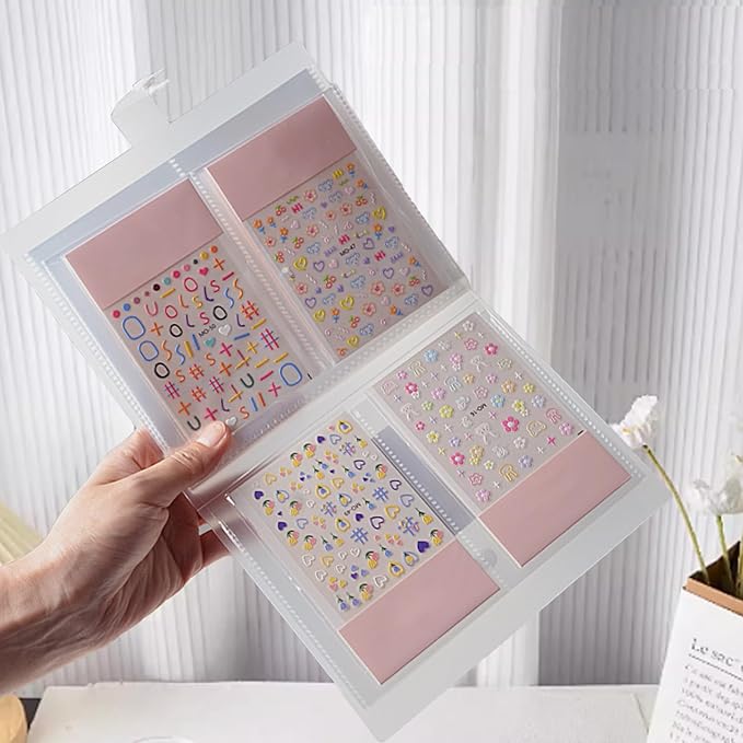 160 Slots Nail Sticker Book Nail Art Decals Sticker Organizer Binder Empty Stickers Holder DIY Design Tools (Medium)