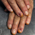Orange French Press on Nails Short Square Fake Nails Fall False Nails Press ons with Maple Leaf Design Glossy Full Cover Stick on Nails for Women Thanksgiving Manicure, Reusable | Artificial | 24Pcs