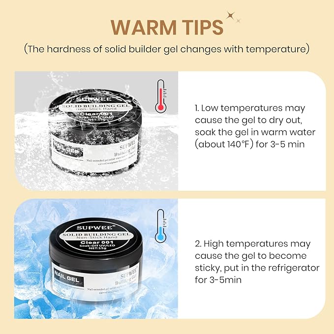 Solid Builder Gel for Nails - 3D Nail Art Gel Clear Non-Stick Hand for Carving Molding Patterns Decoration Extend for Manicure DIY at Home 14g(0.49fl oz)