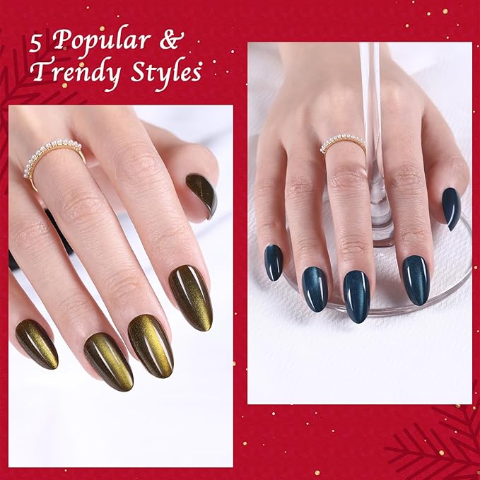 Press on Nails Short Almond, 150pcs Cat Eye Press on Nails, Soft Gel Fake Nails, Reusable & Natural Acrylic False Nails for Women and Girls Stick on Nails in 15 Sizes