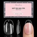 MelodySusie Short Oval Round Almond X Nail Tips - 300Pcs 15 Sizes Clear Acrylic,Half Matte Full Cover Press on Nails for DIY Extension & Salon Use, Pre-Shaped for Long-Lasting Manicure