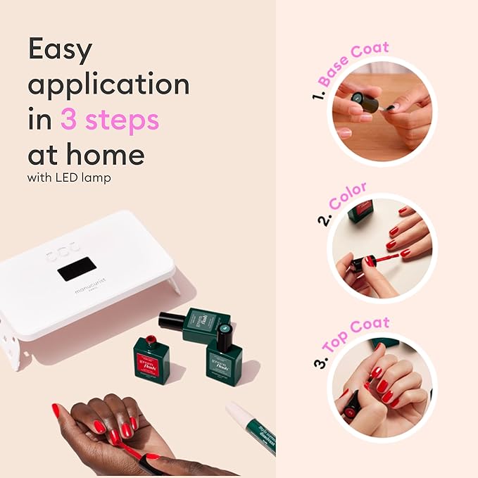 Manucurist Green Flash LED Fluorescent Pink Neon Pink Gel Nail Polish - Vegan, 12-Free, Plant-Based Polish - Strengthens and Protects the Nail - Gel Nail Polishes - Made in France