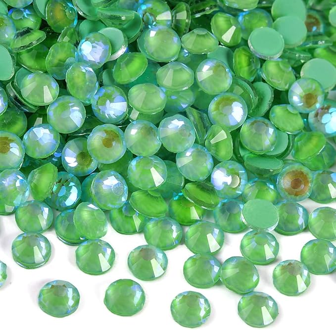 Blinginbox Flatback Rhinestones Round Gems, 1440pcs Luminous Series Glass Stones Neon Gems Non Hotfix Crystal Rhinestones for Nail Charms Crafts Clothes Tumblers,Emerald Luminous,SS6.