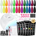 JEWHITENY 14 Colors Poly Nail Gel Kit With U V Lamp Poly Nail Extension Gel All-in-one Kit Builder Strengthen Art Starter DIY At Home Gifts For Women