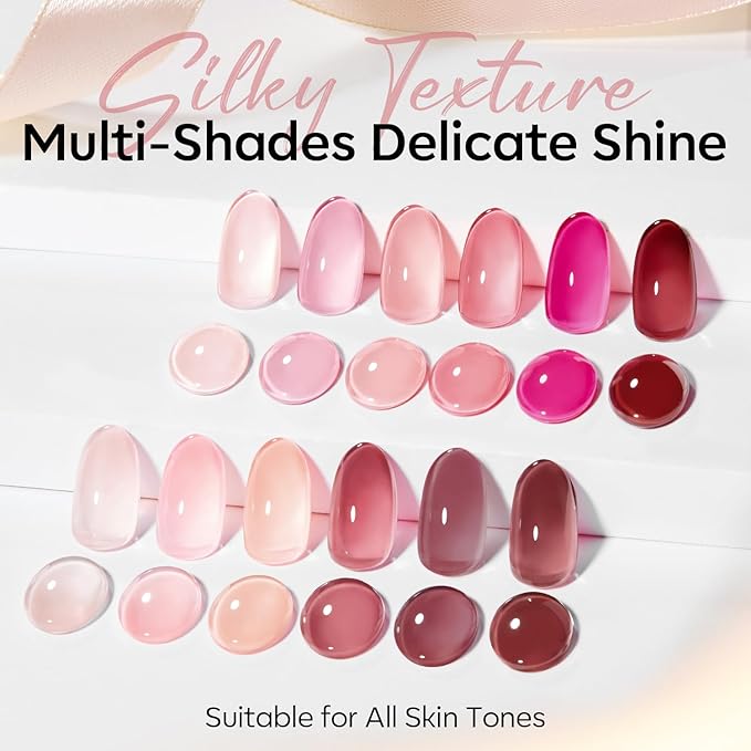 modelones 12Pcs 15ML Gel Nail Polish Set , Same Color Same Bottle Jelly Nude Pink Red Beige Skin Tones Neutral Brown Hema-free Gel Polish Kit 2026 Spring Soak Off Gel Polish Set Manicure Nail Art DIY