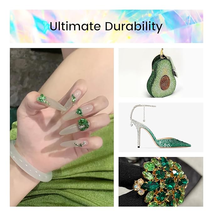 Novani Crystal Rhinestones, Flatback Loose Gemstones 1440pcs Glass Rhinestones for Clothes Shoes Crafts Makeup Nail Art and DIY Decorations(SS12, Light Green)