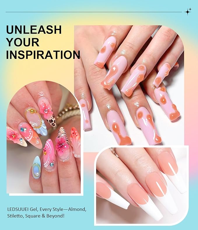 Solid Builder Gel for Nails LEDSUUEI - 2 Color Clear Nude 3D Nail Gel Sculpting Non-Sticky Hand Carving Glue Extension for Manicure Salon Home Decoration DIY 20g