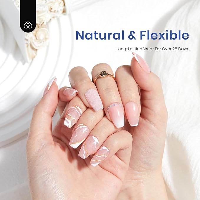 Beetles Gel Nail Kit Coffin: 504Pcs False Nail Tips Easy Nail Extension Set Short Coffin Shape 5 In 1 Nail Glue Uv Led Lamp Acrylic Gel Nail Kit DIY Nails Art Gifts for Women