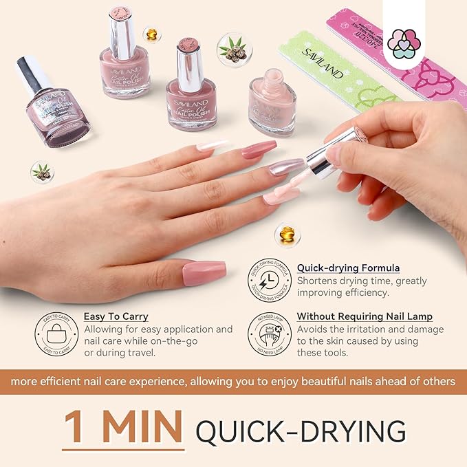 SAVILAND Nail Polish Set Valentines: Burgundy Dark Red Purple Green Quick Dry Nail Polish Regular Kit with Castor Oil Base and Top Coat Nail Lacquer Set DIY Art at Home Gift 12 Colors