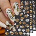 Autumn Leaves Nail Decals,Bronzing Fall Nail Stickers White Laser Gold Maple Leaf Nail Art Stickers,3D Self-Adhesive Stickers for Nails Decorations Accessories Women DIY Nail Supplies,9 Sheets/Set