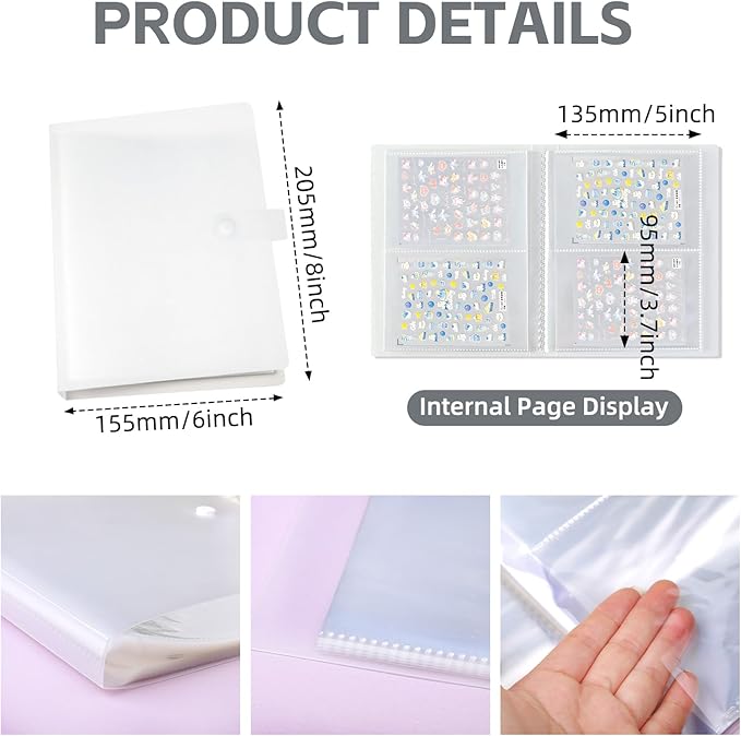 160 Slots Nail Sticker Book Nail Art Decals Sticker Organizer Binder Empty Stickers Holder DIY Design Tools (Medium)